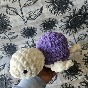 Crochet White Purple Turtle Amigurumi Plushie